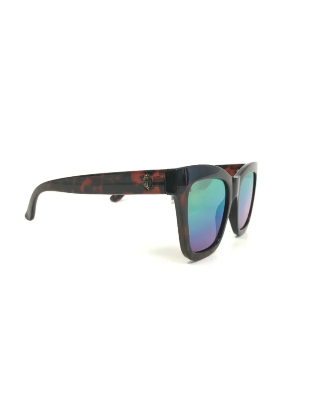 Kurt Geiger London KGL9008 53mm Square Cat Eye Sunglasses Havana Rainbow Mirror - Picture 3 of 5